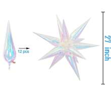 1/3/6 件 21/39/19 英寸透明激光铝箔气球，全息星心蝴蝶贝壳圆形气球主题派对用品生日派对婚礼订婚装饰 - 多色 - 查看 27