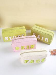 4件套化妆包，大容量收纳包，带有独特的刺绣字母图案 - 彩色 - 查看 8