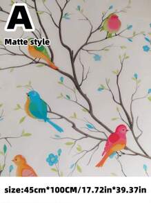 1pc Sunshine Colorful Static Electricity Glass Stickers With Branches And Birds, Window Stickers With Home Decoration Stickers, Can Be Freely Cut,No Damage To Glass, Can Be Reused Vinyl Decal,For Bedroom Decor,Room Decor Items,For Halloween Decor,Fall Decor,Classroom Decorations,Removable Sticker - Multicolor - View 12