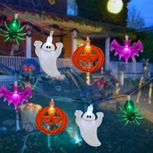 1 dây đèn LED hình dơi ma bí ngô 3D 10/20/30 chạy bằng pin tạo không khí Halloween kinh dị vui vẻ thích hợp cho trang trí nhà cửa, sân vườn ngoài trời, tiệc Halloween ma quái (màu trắng) trang trí phòng Halloween trang trí sân vườn Halloween làm quà tặng trang trí ngày lễ tiên trang trí lễ hội - ánh sáng trắng - Xem 2