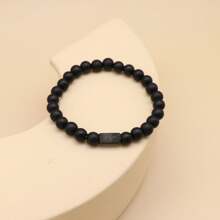 Pulseras de cuentas personalizadas para niños, pulsera de cuentas de lava, pulsera de cuentas de ónice con nombre personalizado grabado, pulsera con nombre para niños, regalo para papá, esposo, regalos para el Día del Padre