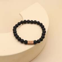 Pulseras de cuentas personalizadas para niños, pulsera de cuentas de lava, pulsera de cuentas de ónice con nombre personalizado grabado, pulsera con nombre para niños, regalo para papá, esposo, regalos para el Día del Padre