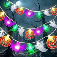 1 dây đèn LED hình dơi ma bí ngô 3D 10/20/30 chạy bằng pin tạo không khí Halloween kinh dị vui vẻ thích hợp cho trang trí nhà cửa, sân vườn ngoài trời, tiệc Halloween ma quái (màu trắng) trang trí phòng Halloween trang trí sân vườn Halloween làm quà tặng trang trí ngày lễ tiên trang trí lễ hội - ánh sáng trắng - Xem 1