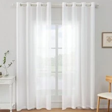 YSTYLE Interior Blinds 2 Pieces , Living Room Bedroom Curtains, Modern Living Room Home Window Curtains, Semi-Elegant Voile Blinds With Rings - White - View 1