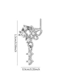 1/6 peças Gato, Coração, Olho, Estilo Borboleta 316 Aço Inoxidável Nariz Studs, Micro-Incrustado Cobre, Adequado Para Uso Diário Dia Dos Namorados