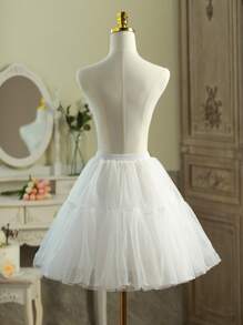 1 件百搭薄纱荷叶边腰吊带裙，适合女士新娘装、洛丽塔服装、日常穿着 - 柔软无骨衬裙女士秋季服装 - A - 查看 4