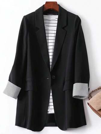 Fashionable Casual Long Sleeve Color Blocking Jacket