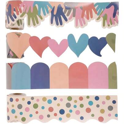 1 Roll, Bohemian Bulletin Board Border, Classroom Colored Border, Bohemian Die Cut Border Decoration, Bulletin Board Fan-Shaped Border, School Blackboard Blackboard Blackboard Desk Back To School,Classroom Decor,Office Decor,Room Decor,Home Decor,Wall Decor,Bathroom Decor,Bedroom Decor,Room Decoration Stuff,Posters