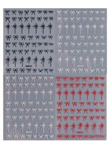 2/4片装甜美蝴蝶结美甲贴纸 黑白粉红丝带蝴蝶结可爱美甲贴花 Y2K风格美甲设计卡哇伊粘性滑块 DIY美甲配件 - 彩色 - 查看 14