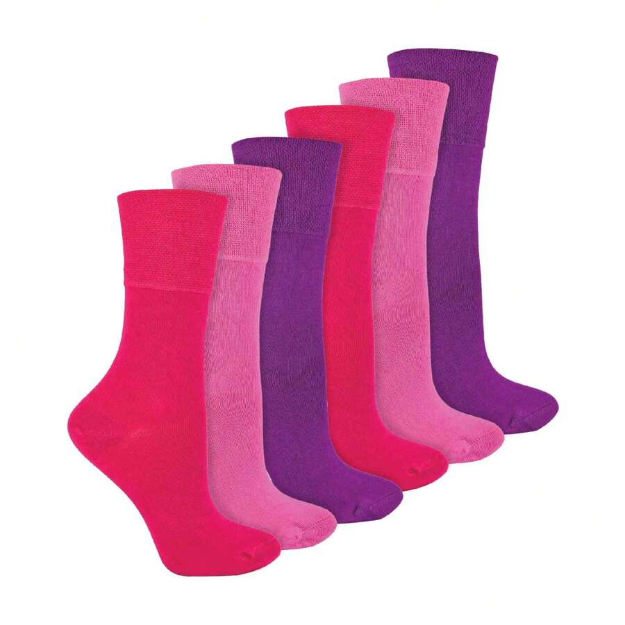 IOMI 6 Pack Ladies Non Elastic Bamboo Diabetic Socks (Pink) - Fast Shipping And Quick Delivery - Pink - View 1