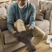 IOMI 1 Pack Extra Wide Loose Fit Cotton Oedema Socks For Swollen Ankles (Dark Grey) - Fast Shipping And Quick Delivery - Grey - View 3