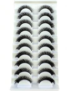 10 pares de pestañas postizas de ojo de gato/pestañas de visón 3D de aspecto natural. Extensión de pestañas clásicas rusas gruesas, suaves y con tira falsa. Conjunto de pestañas postizas - Negro - Ver 8