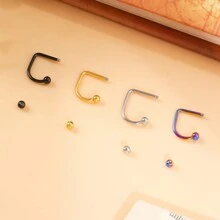 ADYJELY 1/4pcs Lip Ring Stainless Steel Hypoallergenic Medusa Piercing Jewelry Monroe Lip Rings 18K Gold Plated U-Shaped Ball Tragus Cartilage Earrings For Teen Girls Punk Pierced Body Jewelr 16G 10mm Women And Men Body Pierecing Jewelry - N002 - View 5