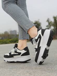 Transformable 4-Wheel Roller Skates For Teens, Unisex Roller Shoes With Removable Wheels For Skating/Walking