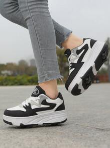 Transformable 4-Wheel Roller Skates For Teens, Unisex Roller Shoes With Removable Wheels For Skating/Walking