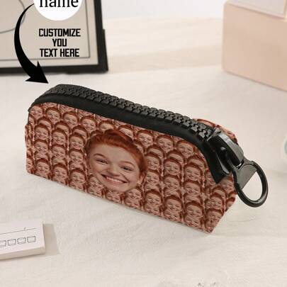 1 estojo personalizado, bolsa de armazenamento personalizável com seu design exclusivo (foto, nome, ilustração), bolsa de maquiagem leve com zíper, estojo de lápis, estojo de estilo clássico, adequado para escola/estudantes/volta às aulas