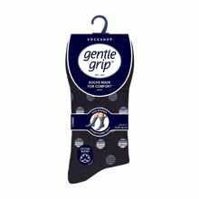 Gentle Grip 6 Pack Mens Non Elastic Square Patterned Cotton Socks For Poor Circulation (Denim Stripe) - Fast Shipping And Quick Delivery - Black - View 2