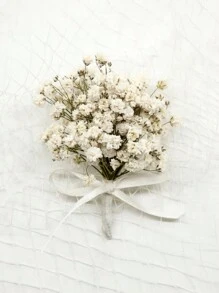 1/2/6/10 件白色迷你干花、伴娘花束、男士婚礼胸花、乡村新娘手腕花、派对 DIY 工艺品、家居桌面装饰、婚礼新娘新郎伴娘伴郎、DIY 感恩节圣诞节秋季季节性装饰 - 白色 - 查看 3