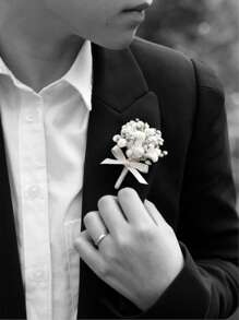 1/2/6/10 件白色迷你干花、伴娘花束、男士婚礼胸花、乡村新娘手腕花、派对 DIY 工艺品、家居桌面装饰、婚礼新娘新郎伴娘伴郎、DIY 感恩节圣诞节秋季季节性装饰 - 白色 - 查看 5