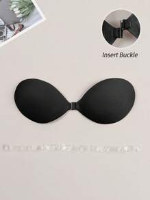 Women's Strapless Knit Push Up Adhesive Bra With Neckline Strap, Suitable For Backless Dresses - Black - View 5