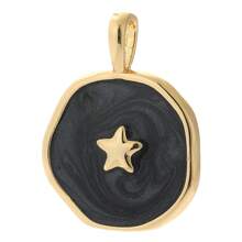 1 pezzo Ciondolo smaltato a mezzaluna, medaglia a forma di cuore, pentagramma a forma di fulmine, ali, cuore, croce, accessori per gioielli fai-da-te, orecchini, collana, braccialetto