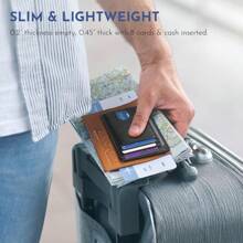 2 Price Men's Slim Wallet Simple Front Pocket RFID Protective Leather Wallet With Double Fold Credit Card Clip, 12 Card Slots And ID Window, Comes With A Gift Box. - 黑色 - 查看 10