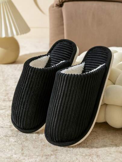 Pantuflas cálidas de invierno para hombre, zapatos suaves y cómodos con suela antideslizante para el hogar, dormitorio, plano con tacón, esponjoso, para pareja en otoño e invierno