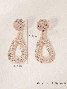 1pair Vintage Texture Waterdrop Geometric Alloy Dangle Earrings, Holiday Gifts For Women - Rose Gold - View 4