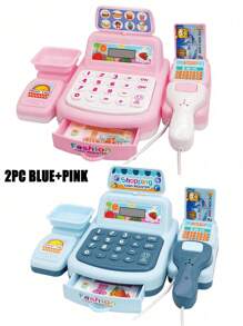 1pc Children's Supermarket Cash Register Toy, Suitable For Girls, Can Be Used As A Pretend Play Toy, Baby Toy, Multifunctional Simulation Toy, Puzzle Toy, Christmas Gift, Easter Gift, Includes Assorted Accessories In Random Colors, Text, Patterns, And Shapes. - Multicolor - View 12