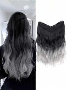 Extensiones de cabello con clip en forma de V, ombre, ondulado y rizado para festivales de música, clips de garra, pasadores de cabello, barrettes - Multicolor - Ver 13