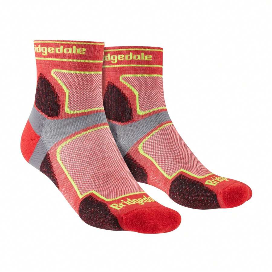 Bridgedale Mens Trail Running Ultralight T2 Coolmax Sport 3/4 Crew Socks (Navy) - Fast Shipping And Quick Delivery - Red - View 1