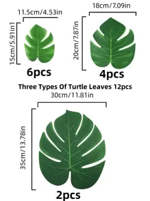 21pcs-Palm-Leaf Artificial Tropical Turtle-Back Bamboo -7 Kinds Of Large Small Green Fake Palm Leaves And Stems Decorate The Wedding Birthday Theme Party For Jungle Hawaii Hawaii Hawaii Banquet Table., Back To School Valentine Day