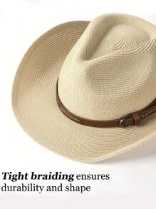 Sombrero de playa para mujer, sombrero de paja de estilo vaquero occidental, sombrero de paja de estilo de playa de verano con cordón, diseño plegable, sombrero bohemio fácil de viajar con protección UV, sombrero de sol, sombrero de playa, verano - Multicolor - Ver 10