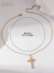 Hihho Colar com pingente de cruz da Virgem Maria em zircônia colorida estilo europeu, 1 peça, adequado para uso diário feminino, festas, reuniões, melhor presente para amigos, joias elegantes e versáteis, acessório de design exclusivo para presente