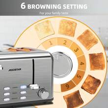 Aigostar Toaster 4 Slice Stainless Steel Toaster With Independent And Extra-Wide Slots, High Lifting, Defrost & Reheat Functions, Variable Browning Settings, Silver - Gordon 30ZGE - UK Plug(220-240V) - View 2