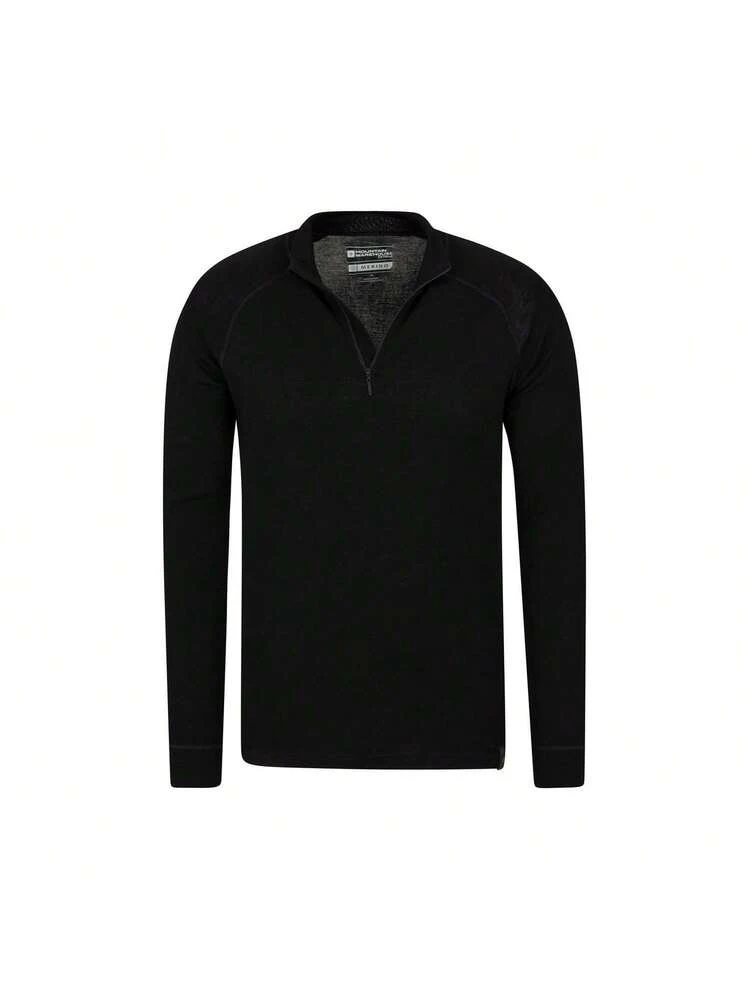 Sous-couche Homme Mountain Warehouse En Laine Mérinos - Manches Longues, Col Zippé, Taille S - Gris