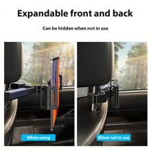 1个车载头枕可折叠手机支架，可旋转调节伸缩自动座椅平板电脑支架，适用于4.7-12.9英寸设备 - 黑色 - 查看 4