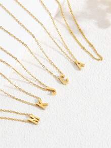 2 Stücke elegante und minimalistische Damen Edelstahl Halskette mit 26 Buchstaben Anhänger Set, modischer Schmuck Geschenk für Freundin, Ehefrau, Mutter