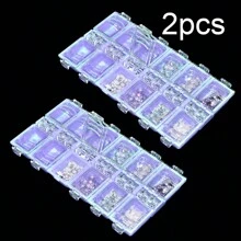 1/2Pcs 12 Grids Clear Empty Storage Box Rhinestone Acrylic Crystal Beads Jewelry Decoration Nail Art Accessories Container - Multicolor - View 10