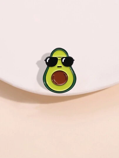1pc Cartoon Fruit Avocado Metal Brooch, Cute Pin Badge For Friends, Suitable For Men And Women Daily Wearing