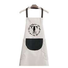 1 件装家用围裙防水防油可擦手厨房工作服时尚首字母印花男女居家烹饪清洁围裙男女通用无袖围裙，厨房，浴室，家居，家居供应商 - 白色 - 查看 30