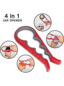 1 szt. Wielofunkcyjny otwieracz do słoików 4 w 1, antypoślizgowy ręczny otwieracz do butelek, odpowiedni dla i słabych dłoni - łatwy w użyciu otwieracz do kapsli, otwieracz do puszek i otwieracz do butelek - idealny dla osób starszych z (losowy kolor)