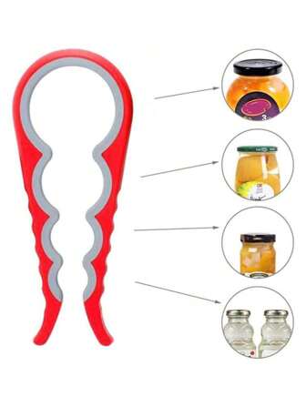 1 szt. Wielofunkcyjny otwieracz do słoików 4 w 1, antypoślizgowy ręczny otwieracz do butelek, odpowiedni dla i słabych dłoni - łatwy w użyciu otwieracz do kapsli, otwieracz do puszek i otwieracz do butelek - idealny dla osób starszych z (losowy kolor)