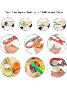 1 szt. Wielofunkcyjny otwieracz do słoików 4 w 1, antypoślizgowy ręczny otwieracz do butelek, odpowiedni dla i słabych dłoni - łatwy w użyciu otwieracz do kapsli, otwieracz do puszek i otwieracz do butelek - idealny dla osób starszych z (losowy kolor)
