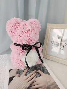 Rose Bear Handmade Bear Rose Bear Teddy Bear Gift For Mothers Day Valentines Day Anniversary Bridal Showers Weddings With Clear Gift Box 10 Inch - Baby Pink - View 2
