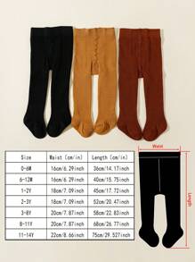 3pcs Kids Solid Color Simple Style Leggings, Suitable For Daily Wear - Multicolor - View 3
