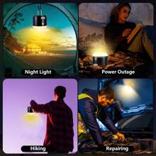 Quạt cầm tay Quạt sạc có đèn LED & 2 tốc độ, Quạt để bàn cá nhân trong nhà, cho văn phòng, đầu giường, du lịch, lều, câu cá, dã ngoại - màu đen - Xem 8