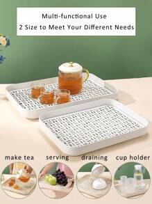 Modern Simplistic Plastic Tea Tray, Small Dry Brewing Tea Serving Tray, Kung Fu Tea Accessory Set With Draining Pan, Home Use - Multicolor - View 4