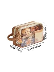 1 Peça Bolsa Porta-Canetas Multiuso de Grande Capacidade e Transparente com Zíper, Bolsa de Papelaria à Prova d'Água e Resistente à Sujeira para Estudantes, Pode ser Usada para Armazenar Canetas, Cadernos Pequenos, Fitas e Outros Artigos de Escritório de Mesa, Estojo de Lápis do Conjunto Série Campi de Volta às Aulas, Bolsa de Armazenamento de Cosméticos para Dormitório (Algumas Opções Não Incluem Acessórios!) Volta às Aulas, Estojo de Lápis, Nécessaire, Mochila Escolar