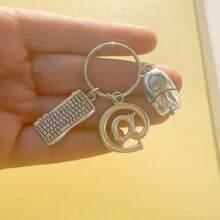 Fashion Alloy Laptop Mouse Keyboard Keychain - Fashion Metal Keyring Accessories, Ideal Jewelry Gifts - Silver - View 3